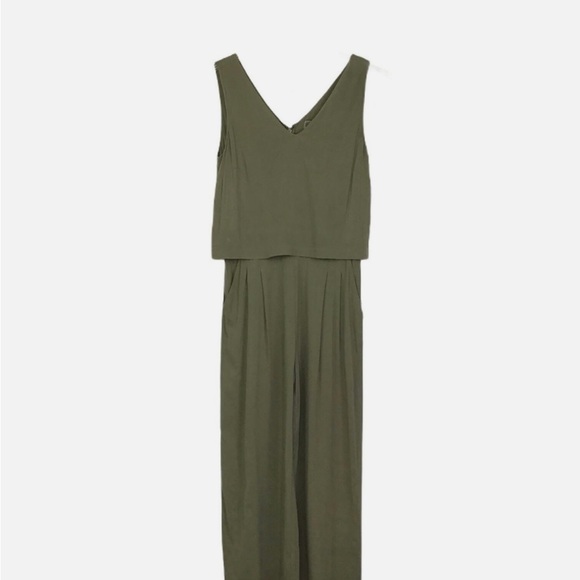 Anthropologie Point Sur Olive Green Sleeveless Jumpsuit - Picture 12 of 12